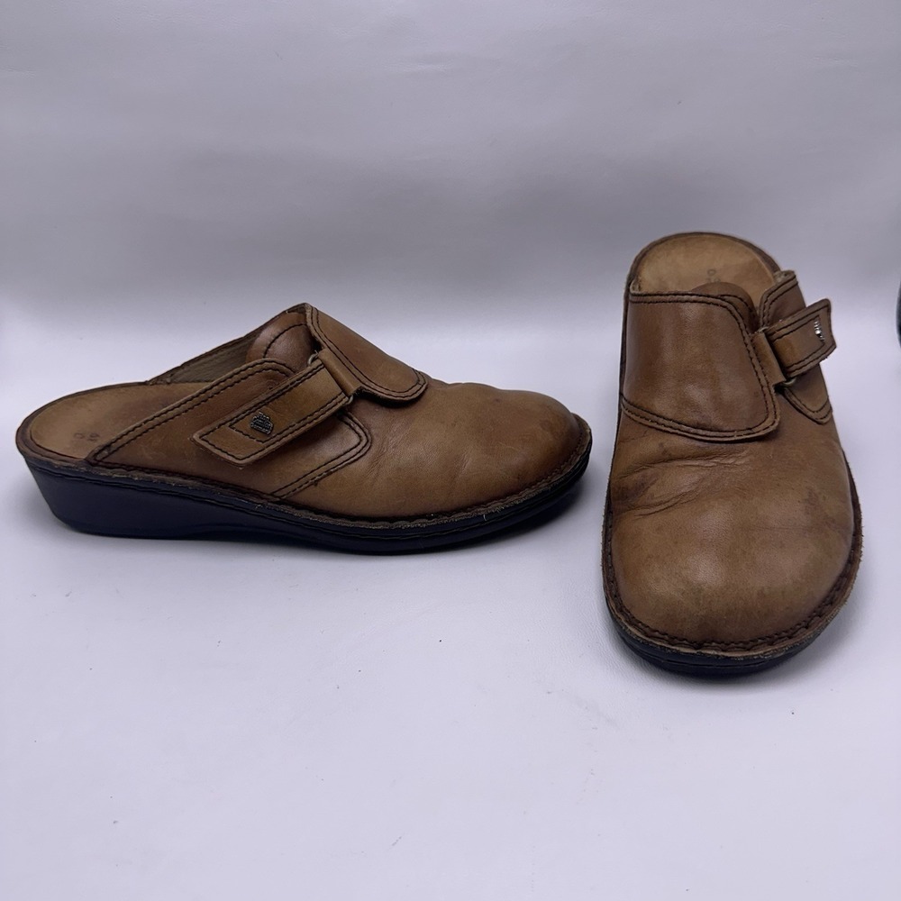Finn Comfort Women's Orb Germany Clogs Slides Size 8 (39EU) Leather Brown
